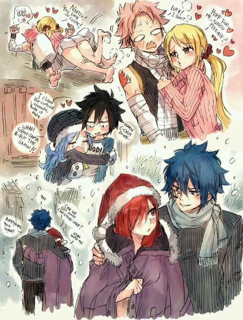 Fairy tail couples - Natsu x Lucy, Gray x Juvia, Jellal x Erza Erza Et Jellal, Fairy Tail Jellal, Fairy Tail Gruvia, Jellal And Erza, Fairy Tail Funny, Fairy Tail Comics, Fairy Tail Family, Fairy Tail Natsu And Lucy, Fairy Tail Pictures