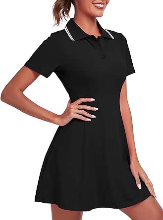 FKEEP Women's Golf Dress Tennis Dresses Workout Athletic Dress with Shorts/Short Sleeve/Pocket Tennis Dresses, Dress With Shorts, Sporty Leggings, Golf Dress, Timeless Outfits, Dress Comfortable, Golf Dresses, Athletic Dress, Tennis Fashion