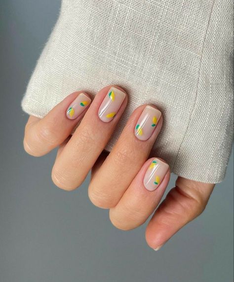 Fruit Nail Designs, Fruit Nails, Lemon Nails, Fun Fruit, Natural Nail Designs, Summer Toe Nails, Cute Spring Nails, Classic Nails, Summer Acrylic Nails