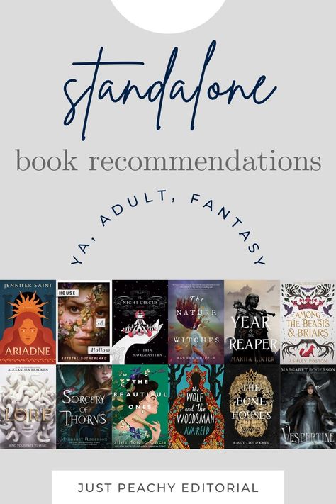 Standalone Book Recommendations - YA & Adult Fantasy - blog post - Just Peachy Editorial Fantasy Book Recommendations, Favorite Tropes, Fantasy Genre, Reading List Challenge, Writing Groups, Book Editing, Dream Book, Fantasy Book, Fantasy Novel