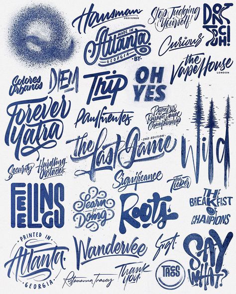 Lettering & Calligraphy Logos by David Milan on Behance Different Calligraphy Styles, T Letter Logo, Hand Lettered Logo, Calligraphy Logo Design, Tattoo Calligraphy, Alphabet Graffiti, Logo Calligraphy, Hand Lettering Logo, Design Alphabet