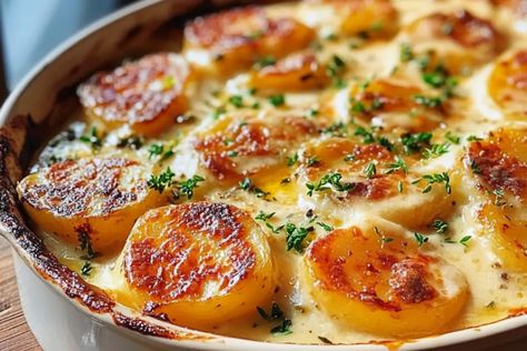 Ruths Chris, Potatoes Au Gratin Recipe, Italian Sausage Recipes Pasta, Blueberry Goat Cheese, Au Gratin Potato Recipes, Goat Cheese Crostini, Au Gratin Recipes, Sausage Pasta Recipes, Roasted Vegetables Oven