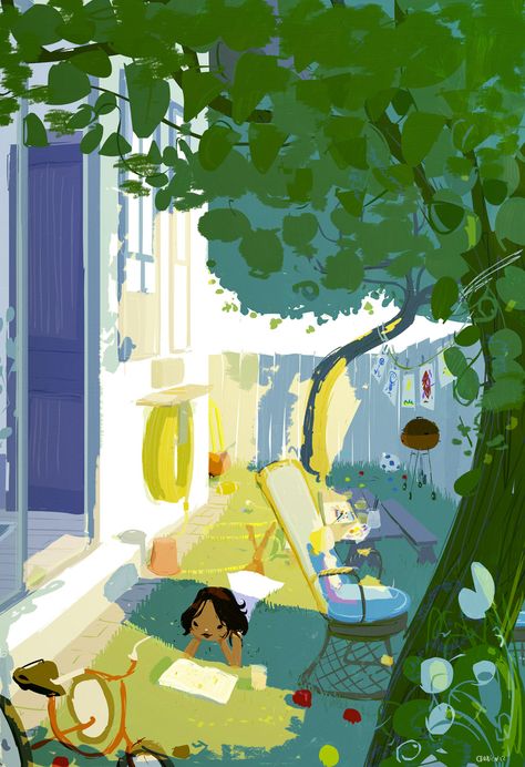 Backyard Afternoon Pascal Champion, Witches Art, Pascal Campion, Rain Art, Couple Illustration, Wonderful Life, Anime Couple, Love Illustration, Environment Design