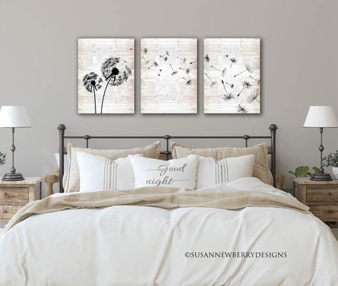 Excited to share the latest addition to my #etsy shop: Dandelion Trio Wall Decor - Wall Art Trio - Foyer Room Decor - Set of three PRINTS or CANVASES- Farmhouse Style Decor Pictures Above Bed, Foyer Room, Bedroom Wall Decor Above Bed, Wall Decor Above Bed, Decor Above Bed, Bed Wall Decor, Art Above Bed, Farmhouse Style Decor, Master Decor