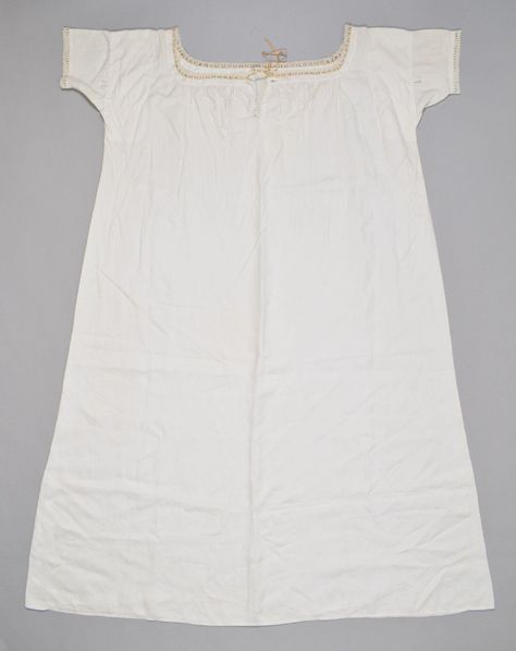 Chemise | Unknown | V&A Explore The Collections 19th Century Women, Women's Chemises, Getting Dressed, White Hot, Historical Dresses, Victoria And Albert, Nightgowns, Victoria And Albert Museum, Crochet Trim