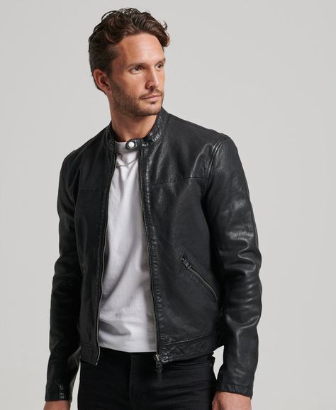 The leather jacket is a staple of vintage fashion, evoking a timeless sense of effortless style that Hollywood has embraced for generations. We've reimagined this cultural icon as the Heritage Sports Racer Leather jacket, channelling the bold attitude of Americana. From the open road to band concerts, this comfortable classic has a heritage of being worn through the decades by adventurers and rebels. You can tell this story in your own authentic way by finishing off your personal style with the Cafe Racer Jacket, Racer Jacket, Racing Jacket, Vegan Leather Jacket, Real Leather Jacket, Men's Coats & Jackets, Biker Jacket, Urban Fashion, Mens Coats