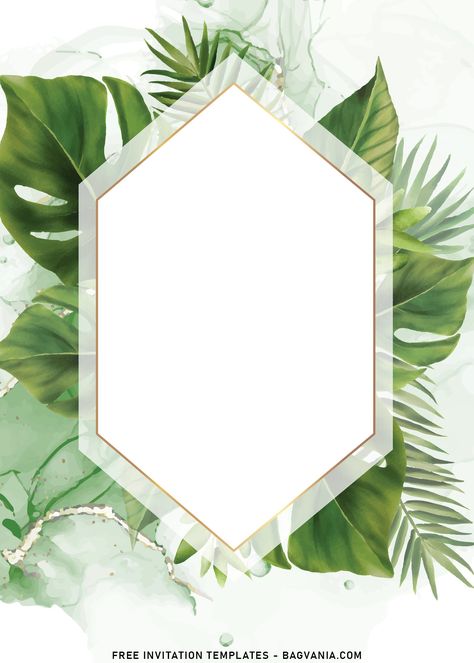 Tropical Invitations Template, Tropical Template, Homemade Wedding Invitations, Elegant Birthday Invitations, Digital Wedding Invitations Design, Tropical Invitations, Leaf Invitations, Free Printable Invitations Templates, Wedding Invitation Background