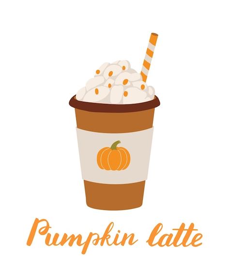 Latte Illustration, Fall Coffee Drinks, Halloween Felt Crafts, Coffee Earrings, Illustration Autumn, Pumpkin Drinks, Pumpkin Spiced Latte Recipe, Pumpkin Cups, Pumpkin Candy Corn