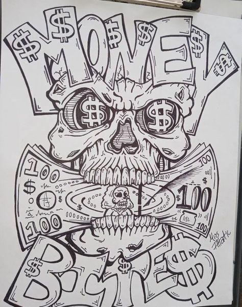 Cool Designs Art, Crazy Art Drawings, Gangsta Tattoos Gangsters Drawings, Doughboy Tattoo, Mob Drawing, Low Rider Tattoo, Tattoo Designs Drawings Sketches, Full Page Drawings, Big Drawings