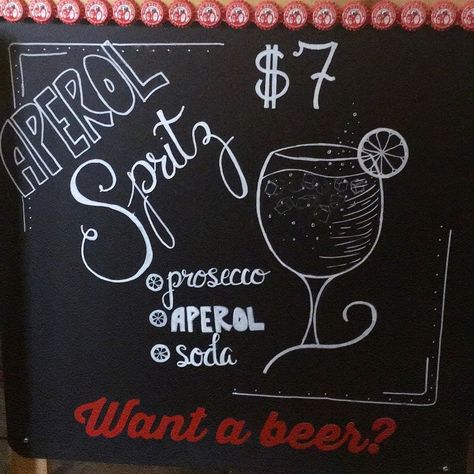 Drink Of The Week, Drink Specials, Special One, Aperol Spritz, Bar Signs, Favorite Drinks, Chalkboard, Chalkboard Quote Art, Chalk