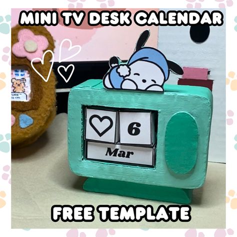 Diy Mini Calendar, Artwithmiya Templates, Diy Templates Printable, Crafting Illustration, Tv Desk, Diy Desk Calendar, Desk Calendar Template, Cosplay Kids, Mini Desk Calendar