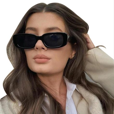 Small Sunglasses, نظارات شمسية, Moda Retro, Uv Sunglasses, Black Rectangle, Trendy Sunglasses, Shades Sunglasses, Cool Sunglasses, Rectangular Sunglasses