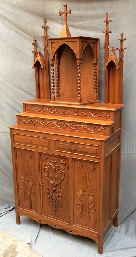 Wooden Altar Wooden Altar, Wooden Home, Home Altar, Hope Chest, Wood Turning, Wood Carving, Turning, Carving, Wood