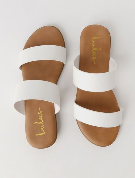 White Slide Sandals, White Slides Sandals, White Slides, Sandal Heels, Girly Shoes, Cute Sandals, Lace Up Sandals, Sport Sandals, Slipper Shoes