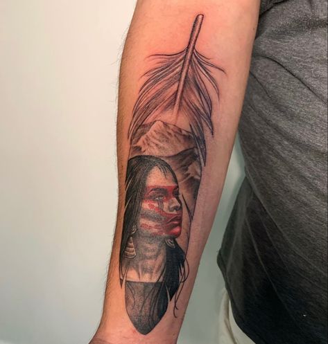 Feather Indian Tattoo, Mmiw Tattoos For Women, Indigenous Tattoos For Women, Indian Tribe Tattoo, Indian Tattoos For Women Native, Mmiw Art, Native American Tattoos For Men, Native American Headdress Tattoo, Native American Tattoos For Women