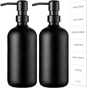 GMISUN Black Soap Dispenser, 2 Pack Matte Black Soap Dispenser Bathroom, 16 Oz Glass Soap Dispenser for Kitchen, Hand and Dish Soap Dispenser Set with Stainless Steel Pump, Modern Liquid Soap Bottle Black Soap Dispenser, Hand And Dish Soap Dispenser, Soap Dispenser Bathroom, Soap Dispenser Set, Glass Soap Dispenser, Dish Soap Dispenser, Hand Soap Dispenser, Soap Dispensers, Kitchen Soap