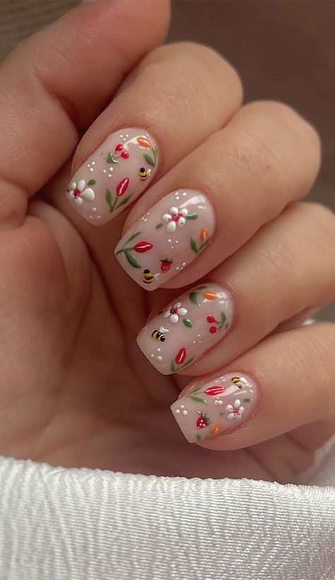 Bday Acrylic Nails, Nail Designs Simple Classy, Spring Nail Designs Simple, Pastel Nails Spring, Bumble Bee Nails, Nail Colors Ideas, Pastel Nail Art, Pink Nail Art Designs, Nails Pastel