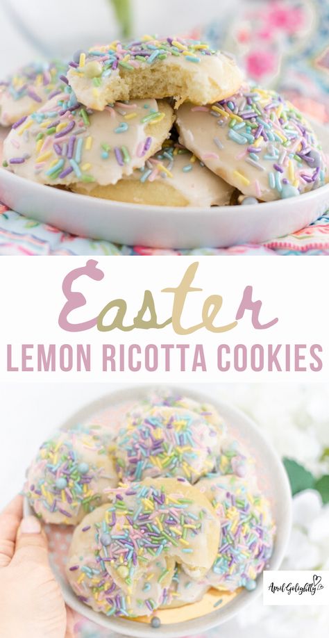 Take your cookie game up a notch with these delicious Lemon Ricotta Cookies. They are perfect for your next brunch or Easter Celebration. Italian Easter Cookies Food Network, Easter Ricotta Cookies, Easter Desserts Recipes Cookies, Lemon Easter Cookies, Easter Desserts Cookies, Buttery Italian Easter Cookies, Easter Recipes Healthy, Italian Easter Desserts, Easter Cookies Recipes