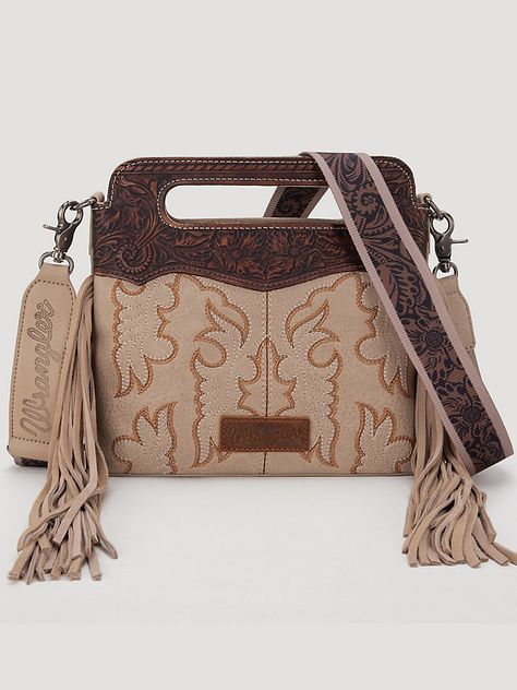 Tooled Fringe Cross Body Bag | Women's ACCESSORIES | Wrangler® Wrangler Bag, Wrangler Purse, Costal Cowgirl, Western Stuff, Western Bag, Wrangler Accessories, Wrangler Shorts, Embroidered Boots, 2024 Christmas