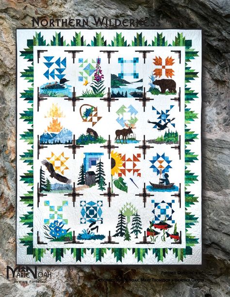 Back in stock in my #etsy shop: Northern Wilderness Renewed PATTERN - by Marie Noah at Northern Threads - Finished Quilt: 73" x 91" https://etsy.me/3kpchAW #quilting #pattern #quiltpattern #pieced #marienoah #northernthreads #applique #wilderness Wilderness Quilt, Fusible Applique, Sampler Quilts, Quilt Labels, Quilting Rulers, Embroidery Fabric, Small Quilts, Quilt Kit, Fabric Gifts