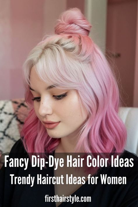 Trendy Dip-Dye Hair Color Ideas for Every Season Two Toned Hair Color Ideas, Under Hair Dye, Two Toned Hair, Dip Dye Hair, Dye Hair, Colorful Hair, Trendy Haircuts, Hair Dye Colors, Icy Blue