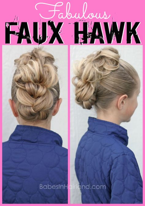 How To Create A Faux Mohawk, Kids Faux Hawk, Updos For Kids, Hawk Hairstyle, Braids Hairstyles For Kids, Faux Hawk Hairstyles, Competition Hair, Top Braid