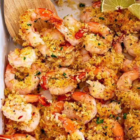 Baked Shrimp Recipe (with Garlic Butter) - Top Recipes Fish Casseroles, Potato Shrimp, Shrimp Ideas, Pasta Receipes, Baked Shrimp Recipes, Fish Meals, Recipe With Garlic, Creamy Chicken Casserole, Seafood Dish Recipes