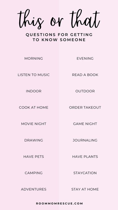 Have you heard about the This or That questions game? It's a super fun way for kids to chat, share, and learn more about their friends. These questions give two cool choices, and all you have to do is pick your favorite! Whether you're at home, in the classroom, or on a playdate, this game is a great conversation starter. Questions To Ask An Old Friend, Conversation Ideas Friends, This Or That Get To Know You Questions, Whats Your Favorite Questions List, This Or That Questions For Friends, Best Friend Favorite Things List, Get To Know You Better Questions, This Or That For Friends, Pick Your Favorite