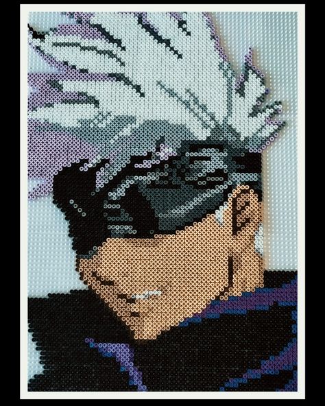 #perlerbeads #perlerbeadart #perler #hamabeads #jujutsukaisen #satorugojo #bügelperlen #hobby #nerd #pixel Gojo Perler Beads, Jujutsu Kaisen Perler Beads, Jjk Perler Beads, Jjk Pixel Art, Perler Anime, Easy Perler Beads Ideas, Perler Art, Lego Bricks, Perler Crafts