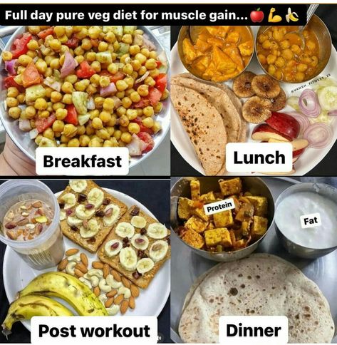 Vegetarian Meal Ideas, Workout Meals, Healthy Weight Gain Foods, Food To Gain Muscle, Weight Gain Diet, Weight Gain Meals, Healthy Food Menu, Gym Diet, Healthy Indian Recipes