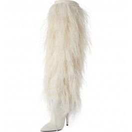 How about this shoe?  Share to get a coupon for all on FSJ White Fur Boots Pointy Toe Cone Heels Knee-high Boots Feather Boots, White Fur Boots, Saint Laurent Boots, Pointy Toe Boots, Fur Decor, Boots Tall, Pointy Toe Heels, Faux Fur Boots, Pointed Toe Boots