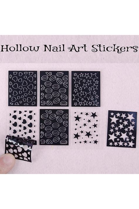 Nail Vinyls Nail Art Stencil Sticker Set, 144 Pieces 72 Designs French Tip Nail Guides, Holographic Acrylic Hollow Nail Art Stickers DIY Manicure Decor Supplies (24Large Sheets) Vinyl Nail Art, Nail Art Stencils, Stencil Stickers, Nail Vinyls, Womens Nails, Diy Manicure, French Tip Nails, Art Stickers, Nail Art Stickers