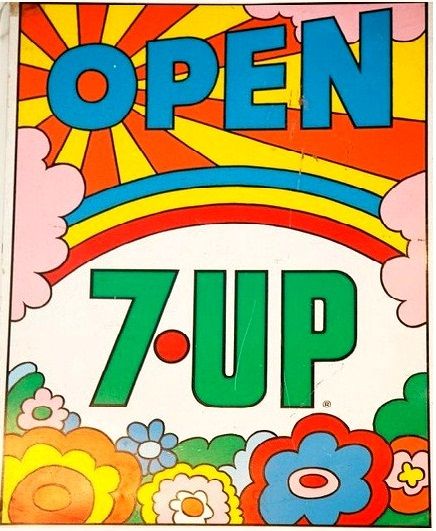 old 70s era 7up door sign