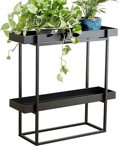 Amazon.com: Levende Plante 2 Tier Plant Stand Indoor Outdoor - 29 x 9 x 28 Inches Plant Shelf for Home and Office Decor - Narrow Plant Stand for Lawn, Patio, Balcony and Living Room - Heavy Duty Iron - Black : Patio, Lawn & Garden Narrow Plant Stand, Plants Rack Outdoor, Tiered Plant Stand Indoor, Tier Plant Stand, Outdoor Greenery, Outdoor Shelves, Iron Plant Stand, Support Pour Plante, Plant Stands Outdoor