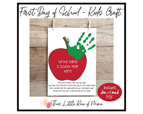 School Handprint Art, Back To School Homeschool, School Kids Crafts, Document Frame, Apple Craft, Computer Paper, School Activity, Handprint Craft, Handprint Crafts