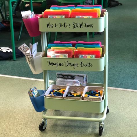 ***FAVOURITE RESOURCE*** September Teacher Photo Challenge Day 3. How could it not be my beautiful new STEM Bins trolley?! I’ve never had… Teacher Trolley, Stem Bins, Teacher Photo, Classroom Setup, Stem Activities, Photo Challenge, First Grade, Baby Strollers, Quick Saves