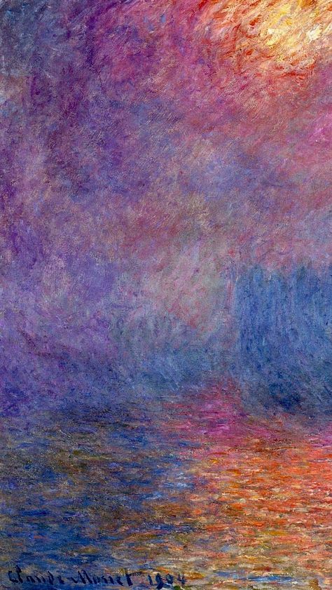 Claude Monet: Le Parlement, trouée de soleil dans le brouillard(1900-1901)Detail #ClaudeMonet Claude Monet Impressionism, Claude Monet Paintings Impressionism, Claude Monet Paintings Wallpaper, Monet Paintings Impressionism, Claude Monet Wallpaper, Monet Inspired Art, Monet Wallpaper, Famous Impressionist Paintings, Impressionism Monet