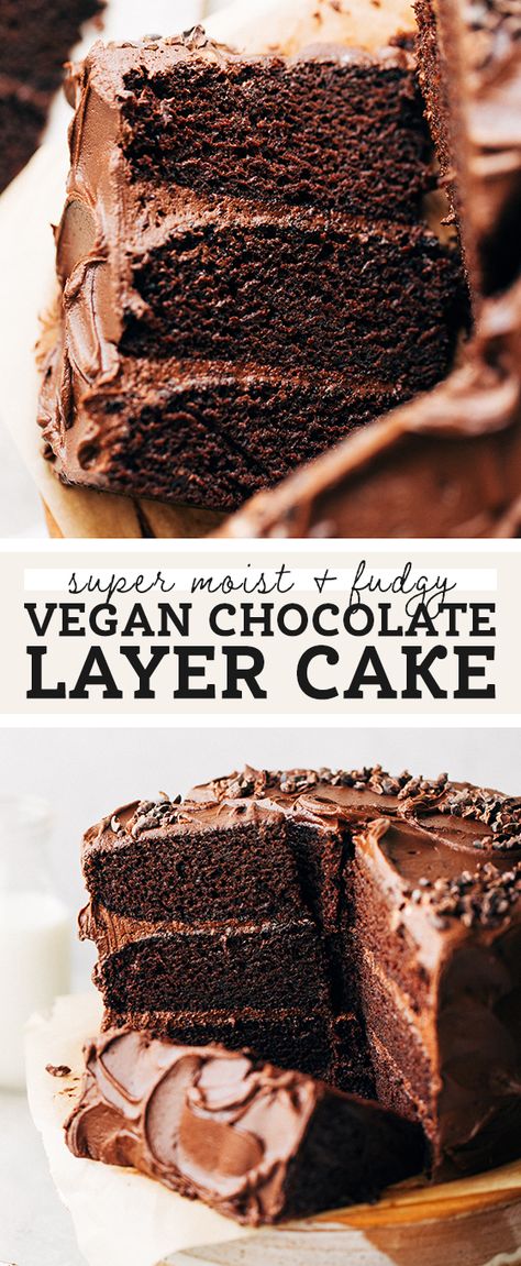 Vegan Chocolate Frosting, Vegan Chocolate Cake Recipe, Healthy Chocolate Cake, Gluten Free Chocolate Cake, Vegan Baking Recipes, Vegan Chocolate Cake, Vegan Cake Recipes, Chocolate Layer Cake, Best Chocolate Cake