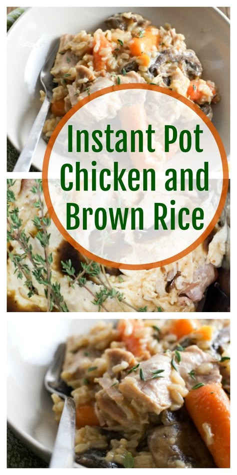 Instant Pot Chicken and Brown Rice Instant Pot Chicken And Brown Rice Recipes, Instant Pot Brown Rice And Chicken, Instapot Brown Rice Recipes, Brown Rice Crockpot, Brown Rice Instant Pot, Cook Carrots, Ip Chicken, Brown Rice Cooking, Chicken And Brown Rice