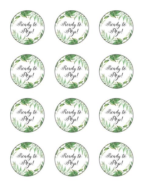 Greenery Ready To Pop Stickers Printable Baby Shower Favor | Etsy Ready To Pop Stickers, Ready To Pop Printables Free, Popcorn Labels, Hawaiian Party Decorations, Pop Baby Showers, Succulent Favors, Pop Stickers, Shower Inspiration, Popcorn Recipes