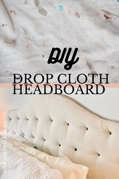 DIY Tufted Canvas Headboard (and Bench!) Tutorial #DIY #project #DIYproject #DIYcraft #crafts #DIYwood #DIYbed #DIYheadboard #tuftedheadboard #canvasheadboard #DIYfurniature Diy Tufted Headboard Tutorial, Drop Cloth Headboard, Canvas Headboard, Tufted Headboard Tutorial, Headboard Makeover, Upholstery Pins, Furniture Foam, Cloth Bed, Diy Tufted Headboard