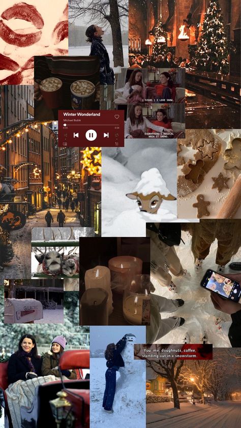 Winter Wallpaper Collage, Winter Wonderland Hot Chocolate, Gilmore Girls Wallpaper, Winter Wallpaper, Winter Clothes, Gilmore Girls, Winter Snow, Winter Wonderland, Gingerbread