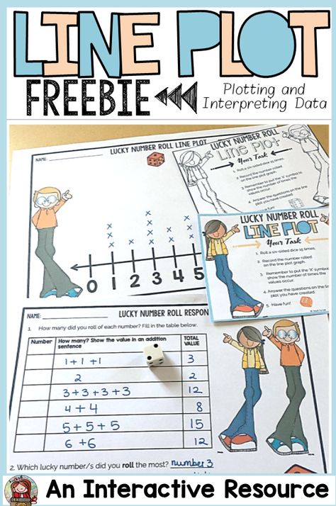 LINE PLOT FREEBIE GRAPHING WITH A DICE - Classroom Freebies Plot Activities, Roll A Dice, Line Plots, Plot Graph, Elementary Worksheets, Elementary Lessons, Mathematics Worksheets, Graphing Activities, Classroom Freebies