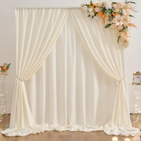 PRICES MAY VARY. Fabric: 100% Polyester. ① Thick; ② Drapes Naturally; ③ Washable; ④ Ironable; ⑤ Durable; ⑥ Easy handling and carry. Wrinkle Free after ironed. You can keep it for future events. 10 ft x 10 ft Backdrop Curtains Package: 2 panels each measuring 5ft width x 10ft height covering a total area of 10ft width by 10ft height with a 4 inches rod pocket. Easy to Hang ON: Come with a 4 inches rod pocket. You can hang it on a photo backdrop stand, arch backdrop stand or balloon arch stand. Wi Backdrop Without Balloons, Ivory Backdrop, Photo Backdrop Stand, Tulle Backdrop, Brand Party, Backdrop Curtains, Bridal Shower Backdrop, Sequin Backdrop, Curtain Backdrops