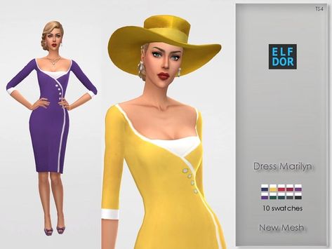 50s Formal Dress, Sims Historical, Retro Hollywood, Marilyn Monroe Dress, Ts4 Mods, Sims Stories, 4 Poses, Sims Ideas, Sims4 Clothes