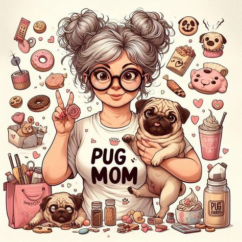 Pug Mom, Parent Life, Dog Parents, Pug Love, Dog Art, Dog Love, Pug, Art Drawings, Dogs