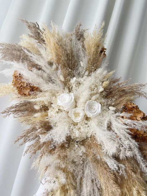 Boho Wedding Flowers Arch White Beige Brown Fluffy Dried Flowers Pampas Grass Decor Arbor Rustic Arch Bohemian Decorations - Etsy Vases With Pampas Wedding, Vases With Pampas, Wedding Flowers Arch, Rustic Arch, Flowers Arch, Pampas Wedding, Boho Wedding Flowers, Pampas Grass Decor, Grass Decor