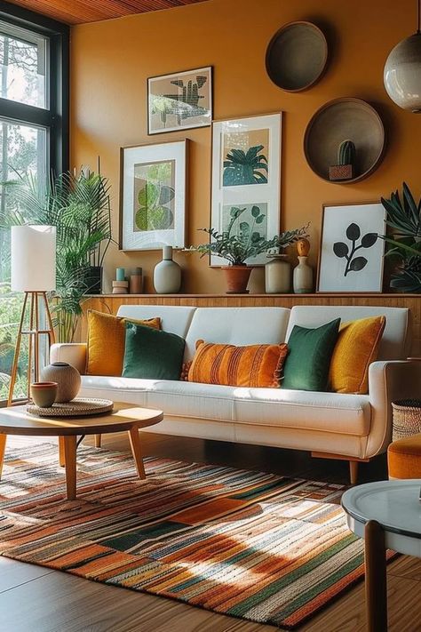 18 Colorful Mid Century Modern Living Room Designs 42 Pops Of Color Living Room, Mid Century Modern Living Room Design, 1950s Interior, Mid Century Modern Eclectic, Modern Scandinavian Living Room, Retro Living Room Decor, Mcm Living, Colorful Mid Century Modern, Colorful Room Decor