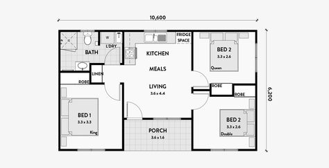 Gardenia – Granny Flats Australia 60m2 House, Granny Flat Floor Plans, Granny Flats Australia, Flat Floor Plan, Granny Flat Plans, Granny Flat Ideas, Granny Cottage, Flat Plan, Narrow House Designs