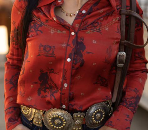 Paisley Cowboy Button Up-western shirt-Branded Envy Western Button Down Shirts Women, Red Western Jewelry, Western Button Up Shirts Woman, Red Bandana Outfit, Western Wishlist, Dressy Western Outfits Women, Western Tops For Women, Cowboy Print, Western Blouse